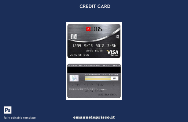modello di carta visto platino per banca DBS tailandese in stile verificato